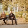 two men talking park bench Masonic education