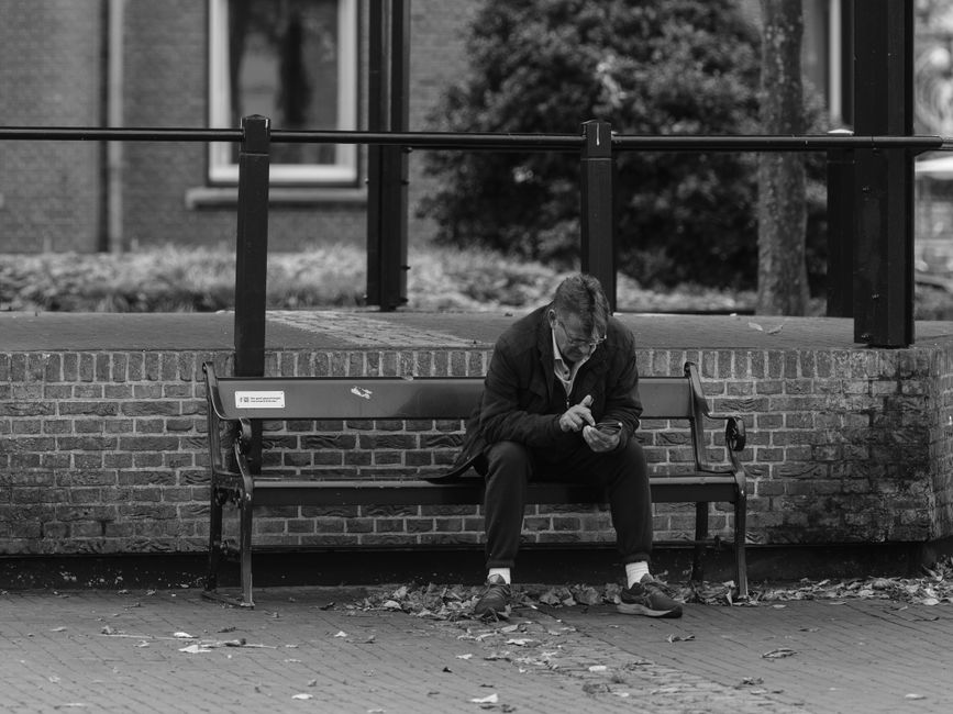 man sitting alone park bench Masonic education