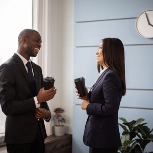 two colleagues laughing coffee Masonic education